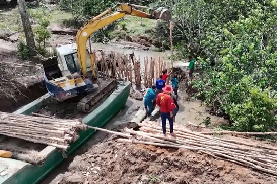 Vĩnh Long công bố tình huống khẩn cấp sạt lở đê bao cồn Thanh Long