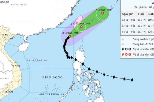 Bão số 14 suy yếu thành một vùng áp thấp