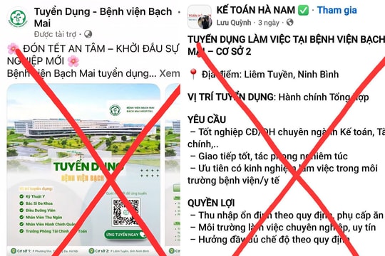 Bệnh viện Bạch Mai cảnh báo khẩn: Fanpage giả mạo tuyển dụng, dụ quét mã QR