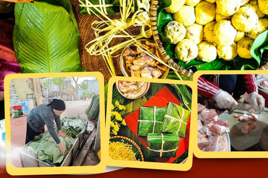 Nhịp Tết rộn ràng ở làng bánh chưng Tranh Khúc ven sông Hồng