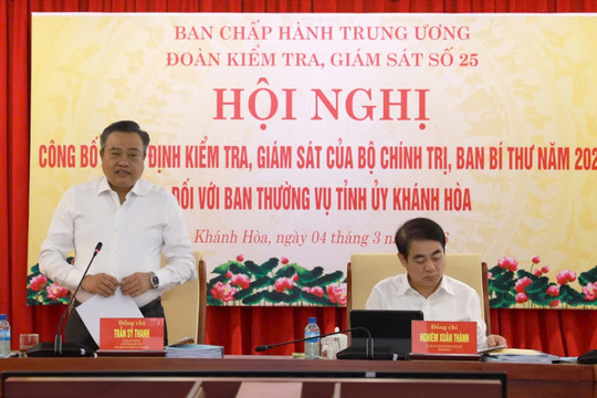 Chủ nhiệm Ủy ban Kiểm tra Trung ương Trần Sỹ Thanh làm việc tại Khánh Hòa
