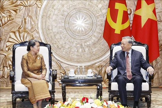 Tổng Bí thư Tô Lâm tiếp Đoàn đại biểu Hội đồng Quốc gia Mặt trận đoàn kết phát triển Tổ quốc Campuchia