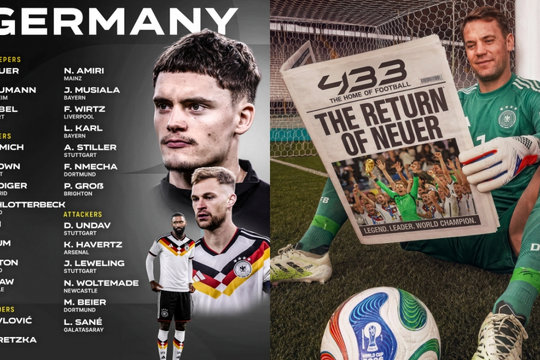 Danh sách tuyển Đức dự World Cup 2026: Công thần tái xuất sau khi giã từ đội tuyển