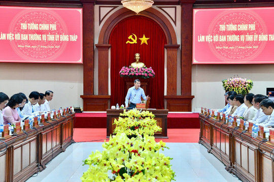 Thủ tướng Lê Minh Hưng làm việc với Ban thường vụ Tỉnh ủy Đồng Tháp