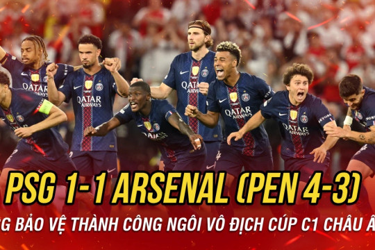 Vượt qua Arsenal trên loạt luân lưu, PSG vô địch cúp C1 châu Âu mùa giải 2025/26