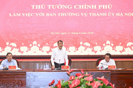 Thủ tướng Lê Minh Hưng làm việc với Ban Thường vụ Thành ủy Hà Nội