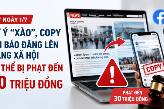 Từ 1/7 tự ý 'xào', copy bài báo đăng lên mạng xã hội có thể bị phạt đến 30 triệu