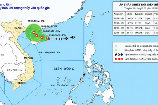 Áp thấp nhiệt đới có khả năng mạnh lên, biển động sóng cao tới 4m