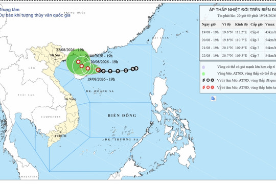 Áp thấp nhiệt đới trên Biển Đông có thể mạnh cấp 7, giật cấp 9