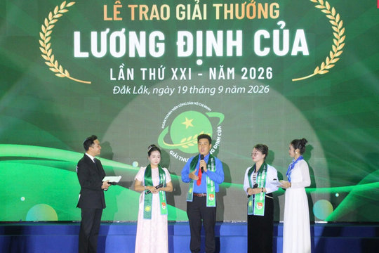30 nhà nông trẻ xuất sắc nhận Giải thưởng Lương Định Của năm 2026