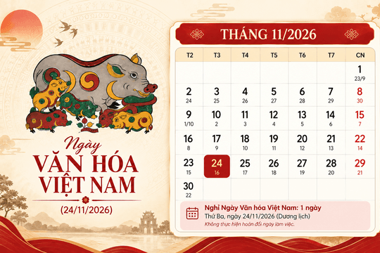 Người lao động được nghỉ 1 ngày dịp Ngày Văn hóa Việt Nam 2026